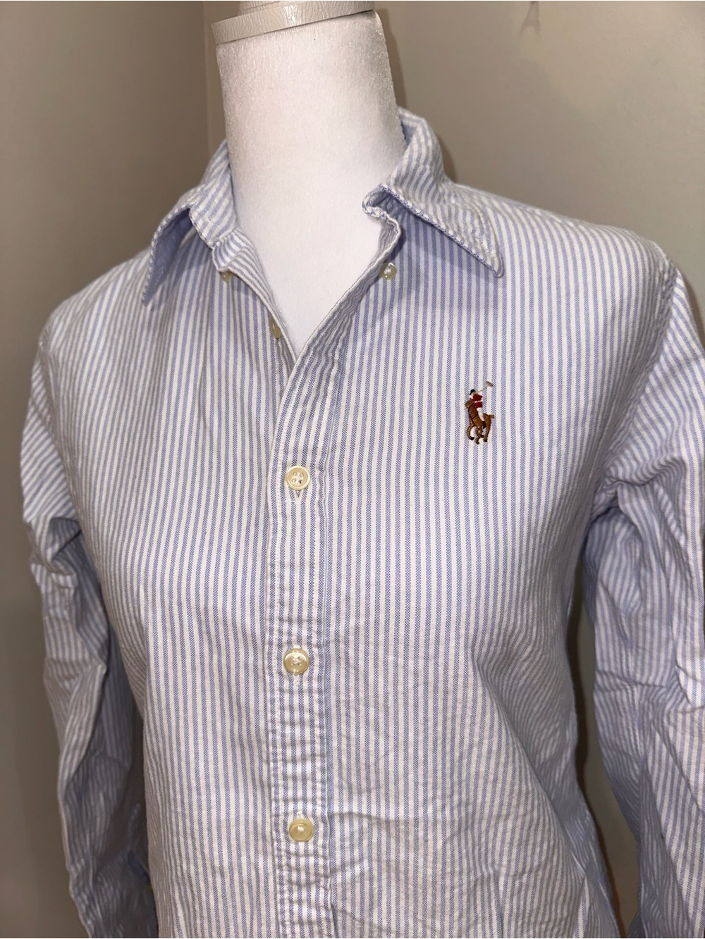Ralph Lauren Womens Blue White Striped Button Down Shirt Size 2 - Picture 5 of 11
